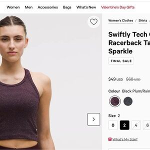 Lululemon Athletica Swiftly Tech Racerback Tank - Black Plum Sparkle